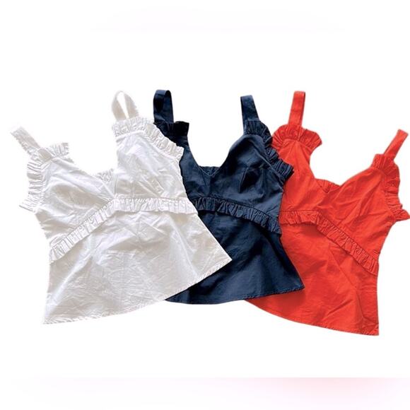 Never a wallflower white ruffle spaghetti strap crop tank top size xs - Picture 5 of 5